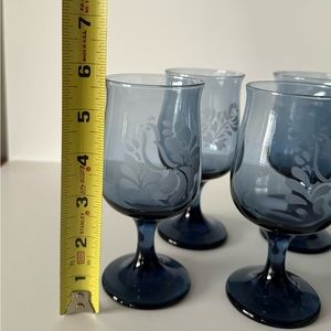 Vintage Pfaltzgraff Yorktown Blue Etched Goblets 6” Lot of 10